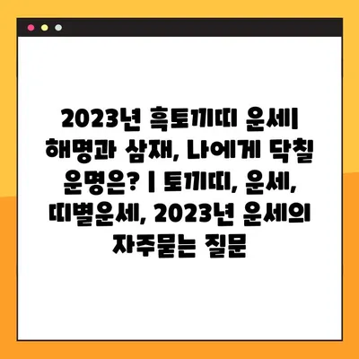 2023년 흑토끼띠 운세| 해명과 삼재, 나에게 닥칠 운명은? | 토끼띠, 운세, 띠별운세, 2023년 운세