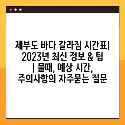 제부도 바다 갈라짐 시간표| 2023년 최신 정보 & 팁 | 물때, 예상 시간, 주의사항