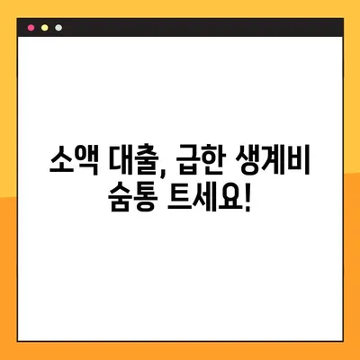 급한 생계비, 소액 대출로 해결하세요! | 조건, 자격, 지원 방법 완벽 가이드 |
