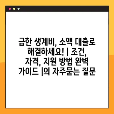 급한 생계비, 소액 대출로 해결하세요! | 조건, 자격, 지원 방법 완벽 가이드 |