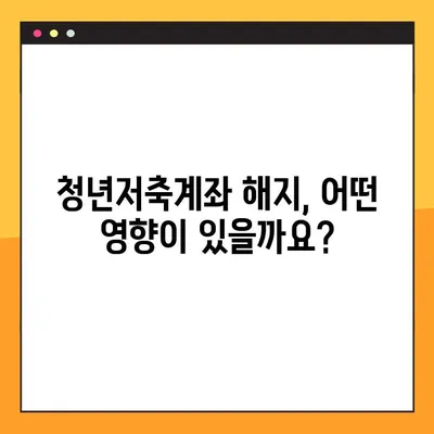 청년저축계좌 중도해지, 손해는 얼마나? | 해지 영향, 절차, 주의사항 꼼꼼히 알아보기