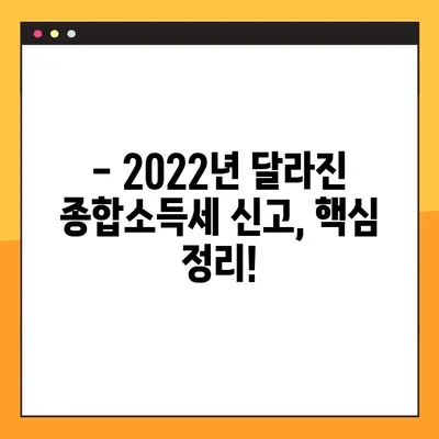 2022년 종합소득세 신고 기간 놓치지 마세요! | 신고 대상, 방법, 주요 변경 사항 총정리