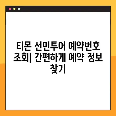 티몬 선민투어 예약 확인 & 체크인 완벽 가이드 | 예약번호 조회, 체크인 방법, 필수 준비물