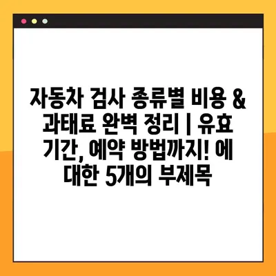 자동차 검사 종류별 비용 & 과태료 완벽 정리 | 유효 기간, 예약 방법까지!