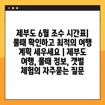 제부도 6월 조수 시간표| 물때 확인하고 최적의 여행 계획 세우세요 | 제부도 여행, 물때 정보, 갯벌 체험