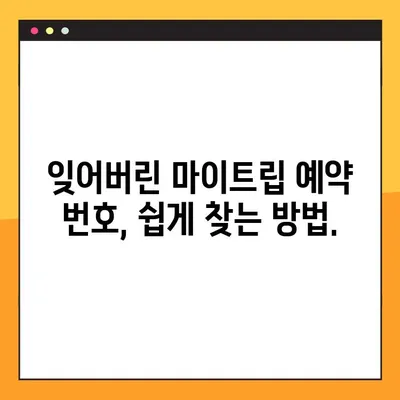 마이트립 예약 번호 찾는 방법| 간편하게 내 여행 정보 확인하기 | 마이트립, 예약 확인, 여행 정보