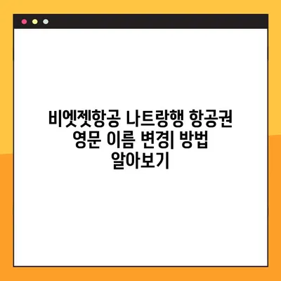 비엣젯항공 나트랑행 항공권 영문 이름 변경| 변경 방법 및 비용 안내 | 비엣젯항공, 나트랑, 영문 이름 변경, 항공권