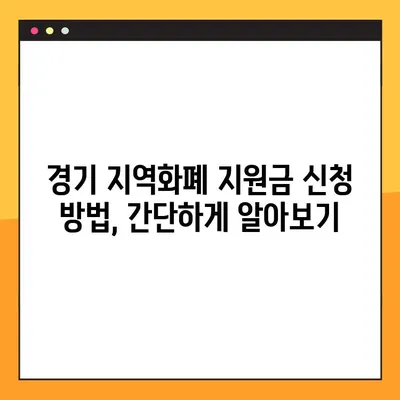 경기 지역화폐 소비지원금| 지급 일정, 지원 금액, 신청 방법 총정리 | 경기도민 필독!