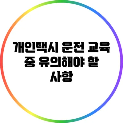 개인택시 운전 교육 중 유의해야 할 사항