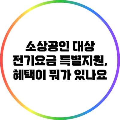 소상공인 대상 전기요금 특별지원, 혜택이 뭐가 있나요?