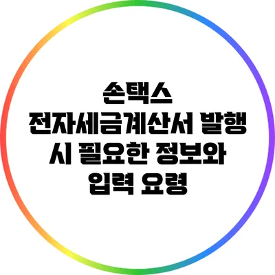 손택스 전자세금계산서 발행 시 필요한 정보와 입력 요령