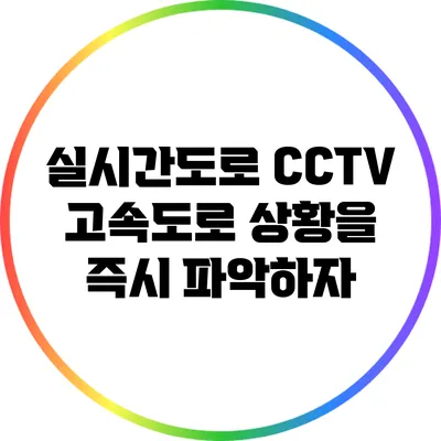 실시간도로 CCTV: 고속도로 상황을 즉시 파악하자