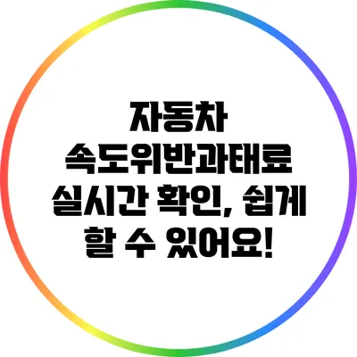 자동차 속도위반과태료 실시간 확인, 쉽게 할 수 있어요!