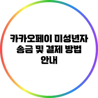 카카오페이 미성년자 송금 및 결제 방법 안내
