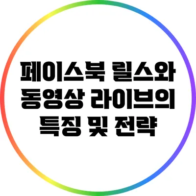 페이스북 릴스와 동영상 라이브의 특징 및 전략