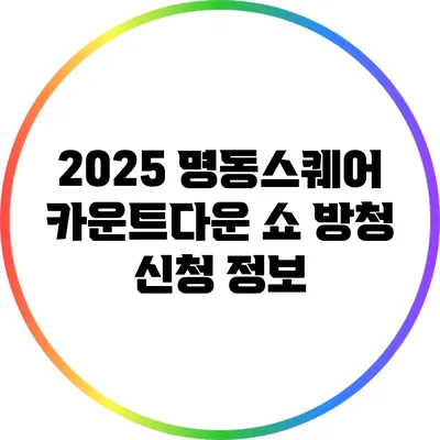 2025 명동스퀘어 카운트다운 쇼 방청 신청 정보