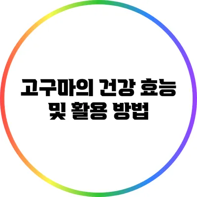 고구마의 건강 효능 및 활용 방법