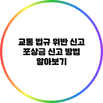교통 법규 위반 신고 포상금 신고 방법 알아보기