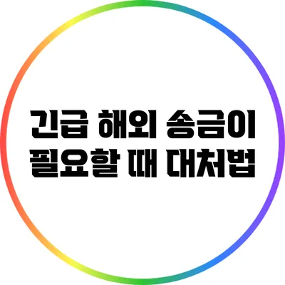 긴급 해외 송금이 필요할 때 대처법