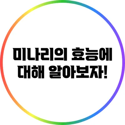 미나리의 효능에 대해 알아보자!