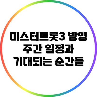 미스터트롯3 방영 주간 일정과 기대되는 순간들