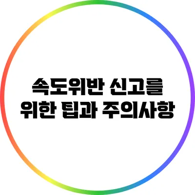 속도위반 신고를 위한 팁과 주의사항