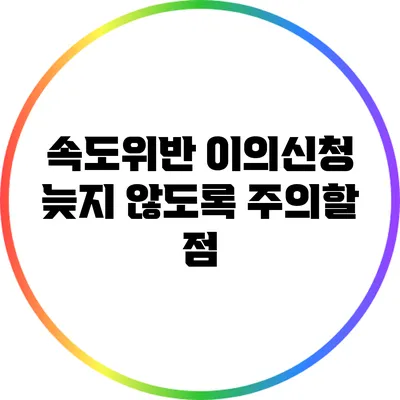 속도위반 이의신청: 늦지 않도록 주의할 점