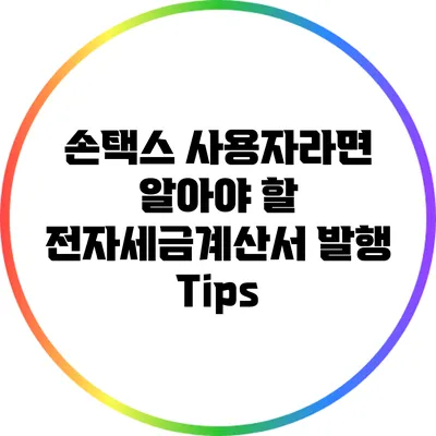 손택스 사용자라면 알아야 할 전자세금계산서 발행 Tips