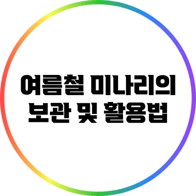 여름철 미나리의 보관 및 활용법