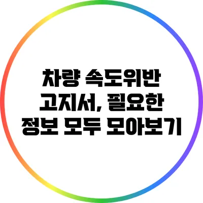 차량 속도위반 고지서, 필요한 정보 모두 모아보기