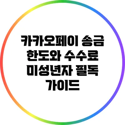 카카오페이 송금 한도와 수수료: 미성년자 필독 가이드