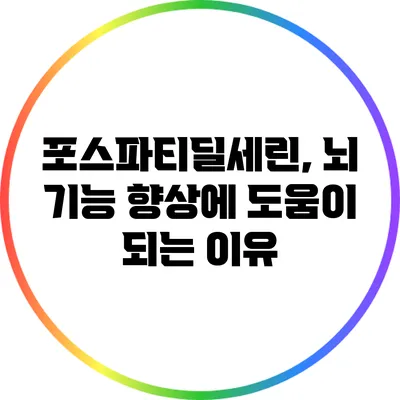 포스파티딜세린, 뇌 기능 향상에 도움이 되는 이유