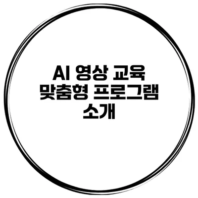 AI 영상 교육 맞춤형 프로그램 소개