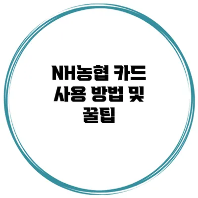 NH농협 카드 사용 방법 및 꿀팁