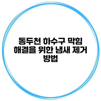 동두천 하수구 막힘 해결을 위한 냄새 제거 방법