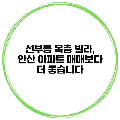 선부동 복층 빌라, 안산 아파트 매매보다 더 좋습니다