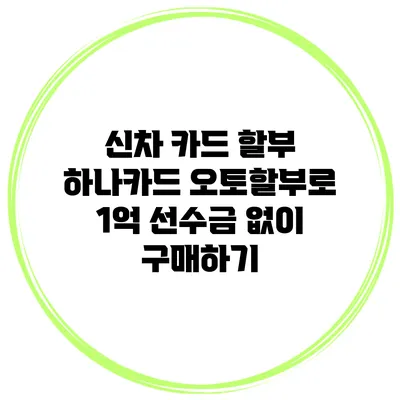 신차 카드 할부 하나카드 오토할부로 1억 선수금 없이 구매하기