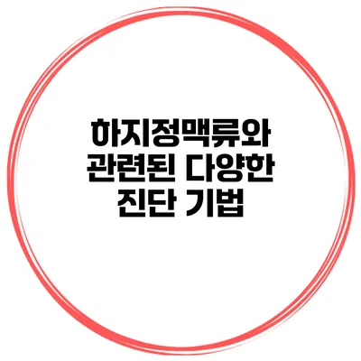 하지정맥류와 관련된 다양한 진단 기법