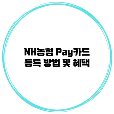 NH농협 Pay카드 등록 방법 및 혜택