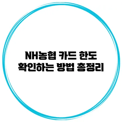 NH농협 카드 한도 확인하는 방법 총정리