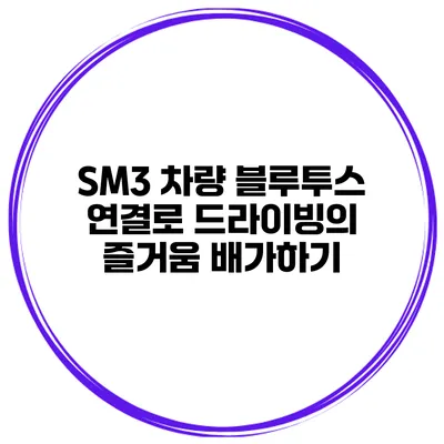 SM3 차량 블루투스 연결로 드라이빙의 즐거움 배가하기
