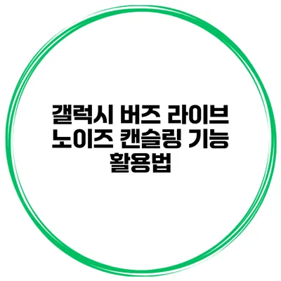 갤럭시 버즈 라이브 노이즈 캔슬링 기능 활용법
