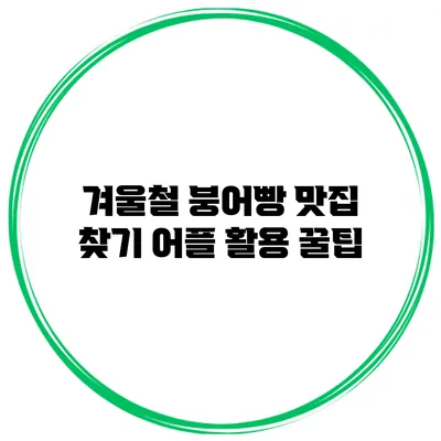 겨울철 붕어빵 맛집 찾기 어플 활용 꿀팁