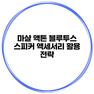 마샬 액톤 블루투스 스피커 액세서리 활용 전략