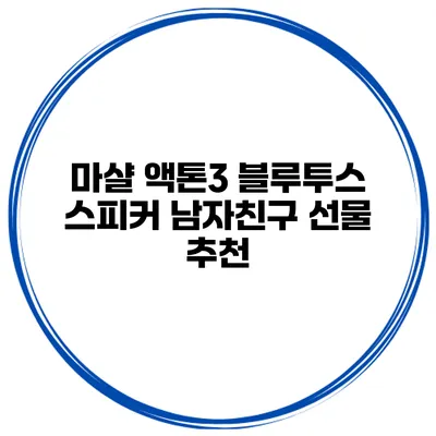 마샬 액톤3 블루투스 스피커 남자친구 선물 추천