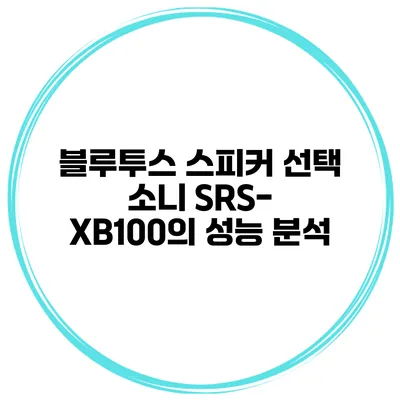 블루투스 스피커 선택 소니 SRS-XB100의 성능 분석