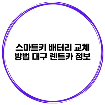 스마트키 배터리 교체 방법 대구 렌트카 정보