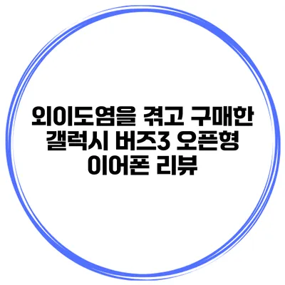 외이도염을 겪고 구매한 갤럭시 버즈3 오픈형 이어폰 리뷰