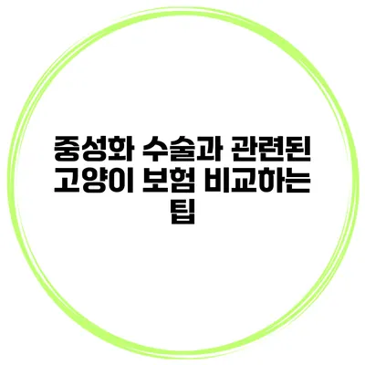 중성화 수술과 관련된 고양이 보험 비교하는 팁