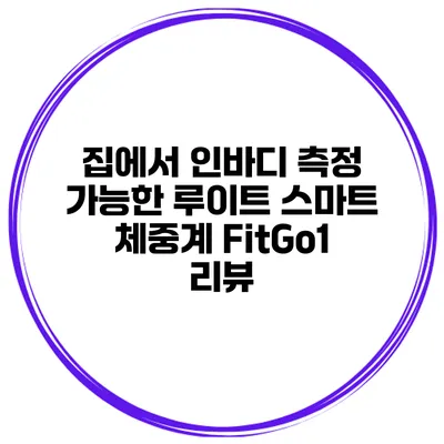 집에서 인바디 측정 가능한 루이트 스마트 체중계 FitGo1 리뷰